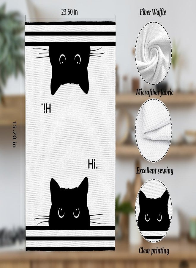 XYDEG Black Cat Gifts Hand Towels for Kitchen Bathroom Decor, Gifts for People Who Love Cats,Cute Waffle Weave Microfiber Dish Towels，16×24 - Image 3